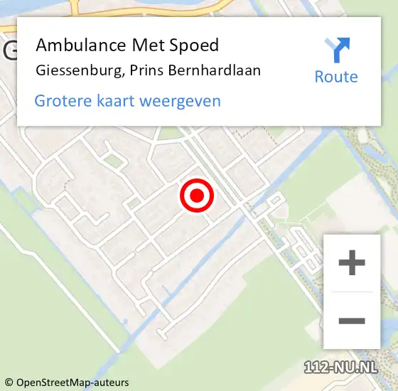 Locatie op kaart van de 112 melding: Ambulance Met Spoed Naar Giessenburg, Prins Bernhardlaan op 7 mei 2017 01:27