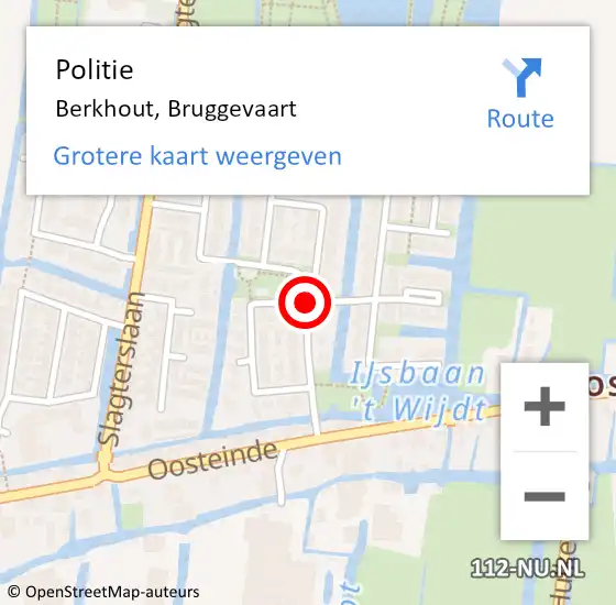 Locatie op kaart van de 112 melding: Politie Berkhout, Bruggevaart op 7 mei 2017 01:51