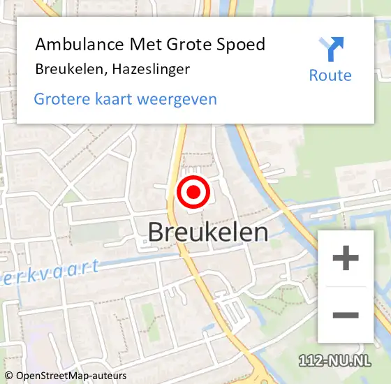 Locatie op kaart van de 112 melding: Ambulance Met Grote Spoed Naar Breukelen, Hazeslinger op 7 mei 2017 02:10