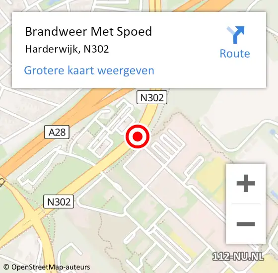 Locatie op kaart van de 112 melding: Brandweer Met Spoed Naar Harderwijk, N302 op 7 mei 2017 02:43