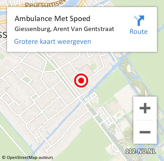 Locatie op kaart van de 112 melding: Ambulance Met Spoed Naar Giessenburg, Arent Van Gentstraat op 7 mei 2017 03:20