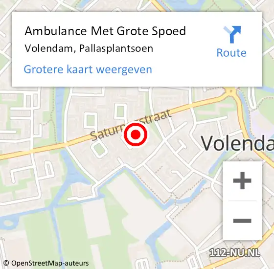 Locatie op kaart van de 112 melding: Ambulance Met Grote Spoed Naar Volendam, Pallasplantsoen op 7 mei 2017 03:32