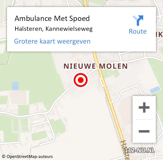 Locatie op kaart van de 112 melding: Ambulance Met Spoed Naar Halsteren, Kannewielseweg op 7 mei 2017 03:36