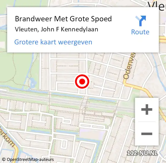 Locatie op kaart van de 112 melding: Brandweer Met Grote Spoed Naar Vleuten, John F Kennedylaan op 7 mei 2017 04:18