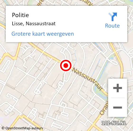 Locatie op kaart van de 112 melding: Politie Lisse, Nassaustraat op 7 mei 2017 05:06