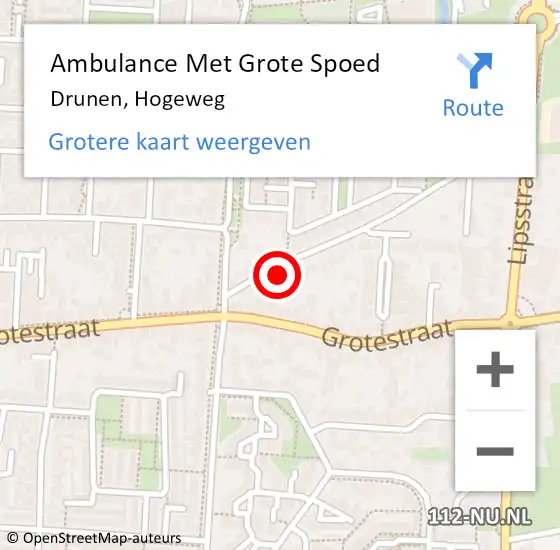 Locatie op kaart van de 112 melding: Ambulance Met Grote Spoed Naar Drunen, Hogeweg op 7 mei 2017 08:41