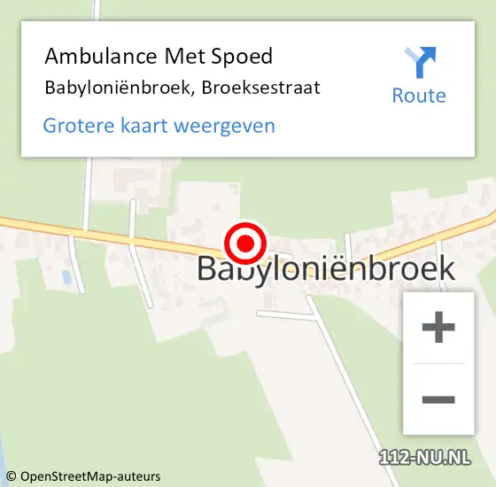 Locatie op kaart van de 112 melding: Ambulance Met Spoed Naar Babyloniënbroek, Broeksestraat op 7 mei 2017 08:59