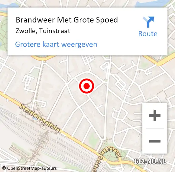 Locatie op kaart van de 112 melding: Brandweer Met Grote Spoed Naar Zwolle, Tuinstraat op 7 mei 2017 09:32