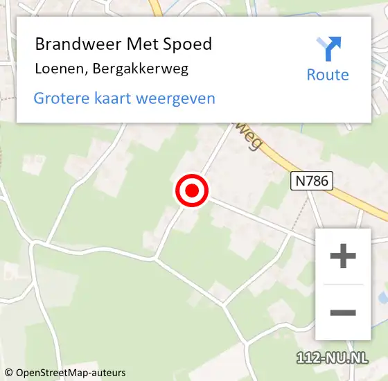 Locatie op kaart van de 112 melding: Brandweer Met Spoed Naar Loenen, Bergakkerweg op 7 mei 2017 09:39