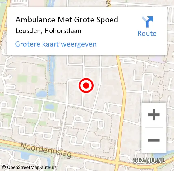 Locatie op kaart van de 112 melding: Ambulance Met Grote Spoed Naar Leusden, Hohorstlaan op 7 mei 2017 10:02