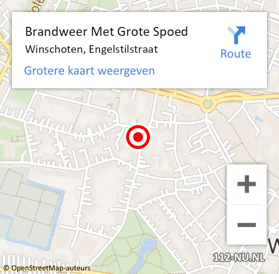 Locatie op kaart van de 112 melding: Brandweer Met Grote Spoed Naar Winschoten, Engelstilstraat op 7 mei 2017 10:30