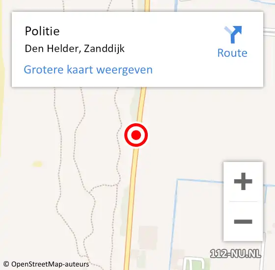 Locatie op kaart van de 112 melding: Politie Den Helder, Zanddijk op 7 mei 2017 10:37