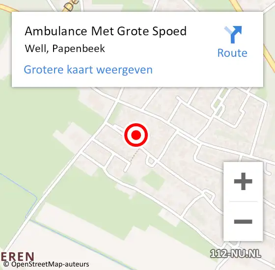 Locatie op kaart van de 112 melding: Ambulance Met Grote Spoed Naar Well, Papenbeek op 7 mei 2017 10:47