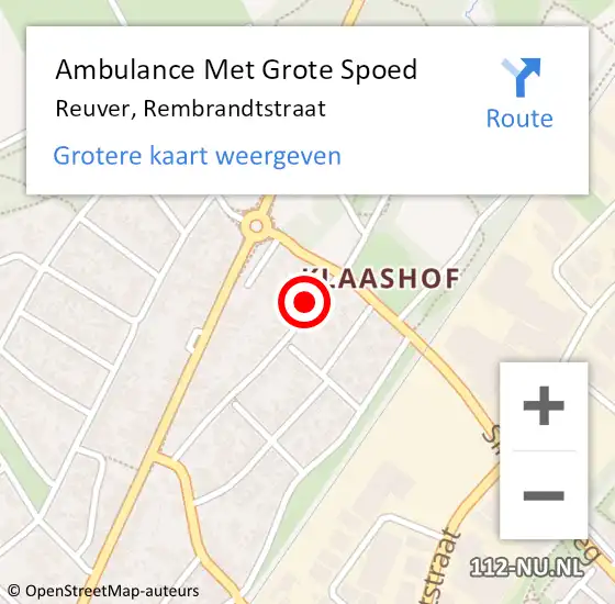 Locatie op kaart van de 112 melding: Ambulance Met Grote Spoed Naar Reuver, Rembrandtstraat op 7 mei 2017 10:50