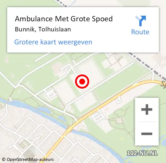 Locatie op kaart van de 112 melding: Ambulance Met Grote Spoed Naar Bunnik, Tolhuislaan op 7 mei 2017 11:22