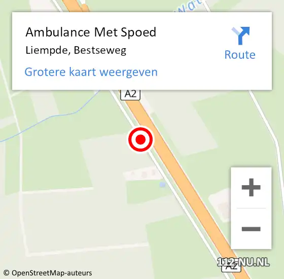 Locatie op kaart van de 112 melding: Ambulance Met Spoed Naar Liempde, Bestseweg op 7 mei 2017 11:55