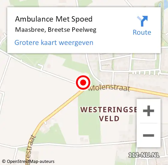 Locatie op kaart van de 112 melding: Ambulance Met Spoed Naar Maasbree, Breetse Peelweg op 7 mei 2017 11:56