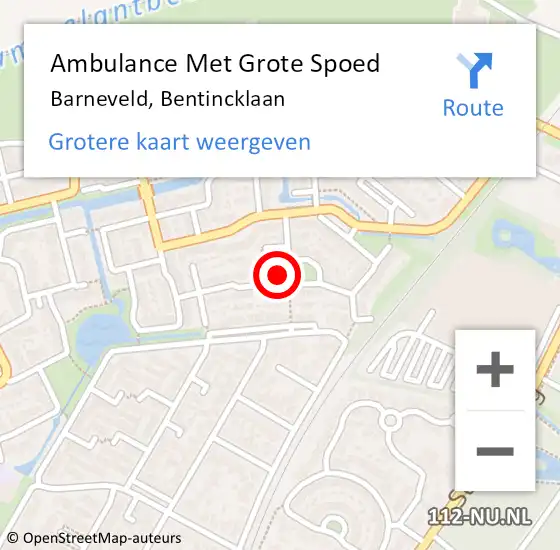Locatie op kaart van de 112 melding: Ambulance Met Grote Spoed Naar Barneveld, Bentincklaan op 7 mei 2017 12:06