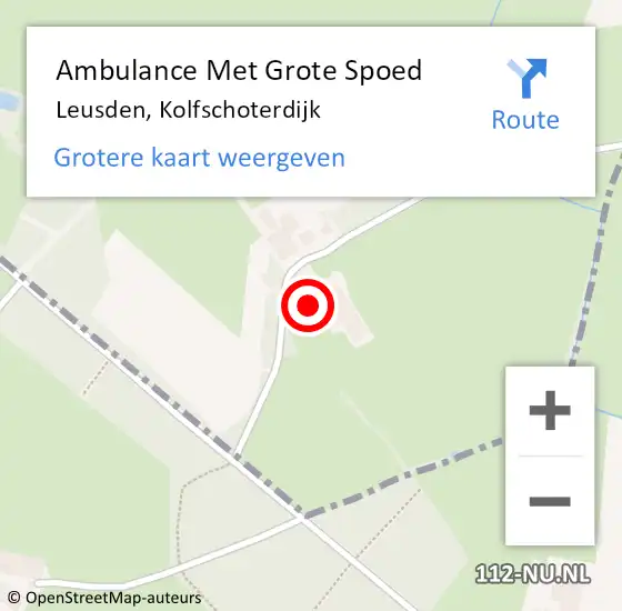 Locatie op kaart van de 112 melding: Ambulance Met Grote Spoed Naar Leusden, Kolfschoterdijk op 19 januari 2014 17:42