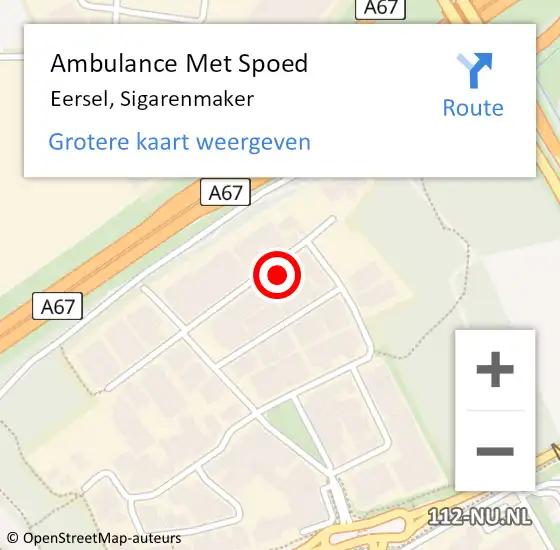 Locatie op kaart van de 112 melding: Ambulance Met Spoed Naar Eersel, Sigarenmaker op 7 mei 2017 12:23