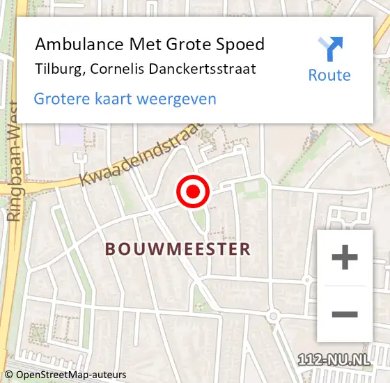 Locatie op kaart van de 112 melding: Ambulance Met Grote Spoed Naar Tilburg, Cornelis Danckertsstraat op 7 mei 2017 12:44