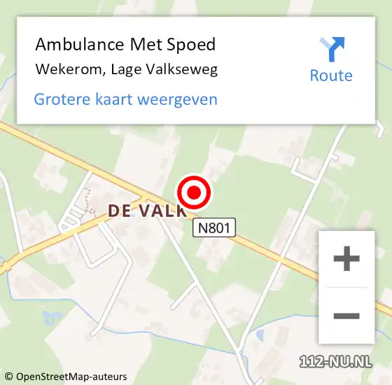Locatie op kaart van de 112 melding: Ambulance Met Spoed Naar Wekerom, Lage Valkseweg op 7 mei 2017 13:11