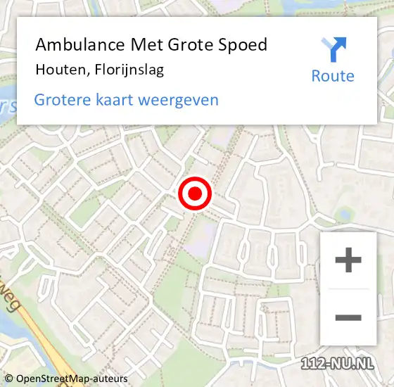 Locatie op kaart van de 112 melding: Ambulance Met Grote Spoed Naar Houten, Florijnslag op 7 mei 2017 13:48