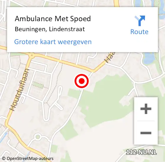 Locatie op kaart van de 112 melding: Ambulance Met Spoed Naar Beuningen, Lindenstraat op 7 mei 2017 15:12