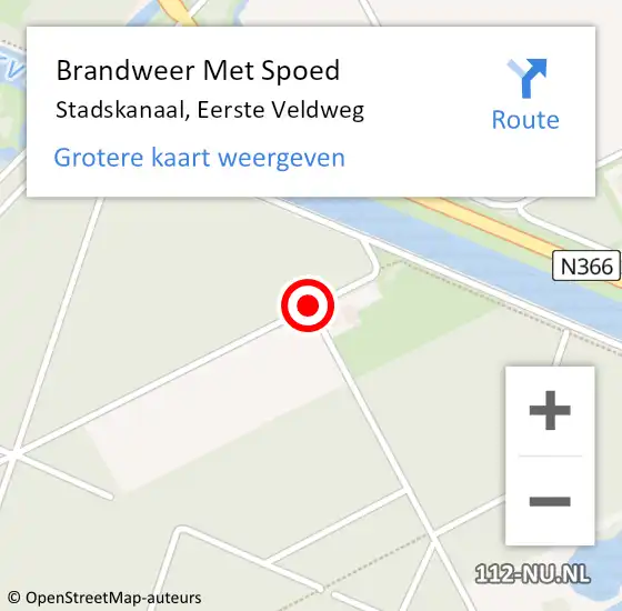 Locatie op kaart van de 112 melding: Brandweer Met Spoed Naar Stadskanaal, Eerste Veldweg op 7 mei 2017 16:16