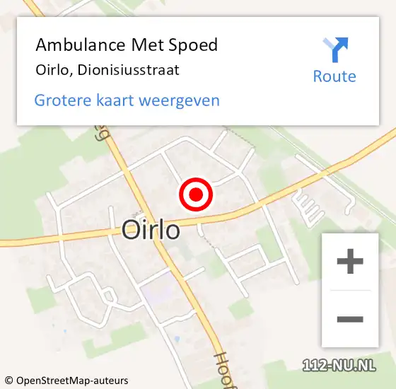 Locatie op kaart van de 112 melding: Ambulance Met Spoed Naar Oirlo, Dionisiusstraat op 7 mei 2017 16:22