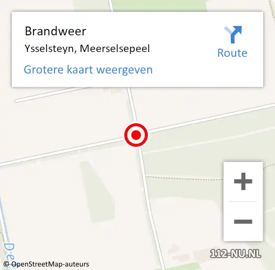 Locatie op kaart van de 112 melding: Brandweer Ysselsteyn, Meerselsepeel op 7 mei 2017 16:23