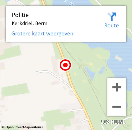 Locatie op kaart van de 112 melding: Politie Kerkdriel, Berm op 7 mei 2017 16:27