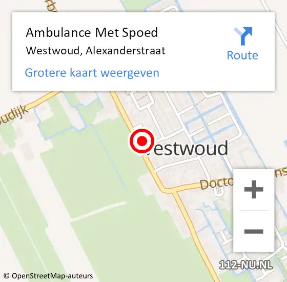 Locatie op kaart van de 112 melding: Ambulance Met Spoed Naar Westwoud, Alexanderstraat op 7 mei 2017 16:28