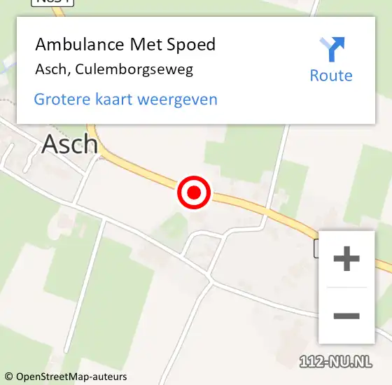 Locatie op kaart van de 112 melding: Ambulance Met Spoed Naar Asch, Culemborgseweg op 7 mei 2017 16:52