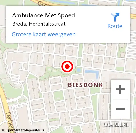 Locatie op kaart van de 112 melding: Ambulance Met Spoed Naar Breda, Herentalsstraat op 19 januari 2014 18:27