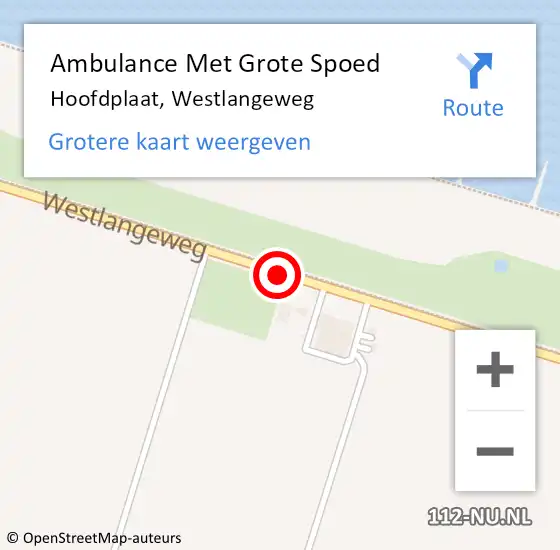 Locatie op kaart van de 112 melding: Ambulance Met Grote Spoed Naar Hoofdplaat, Westlangeweg op 7 mei 2017 17:58