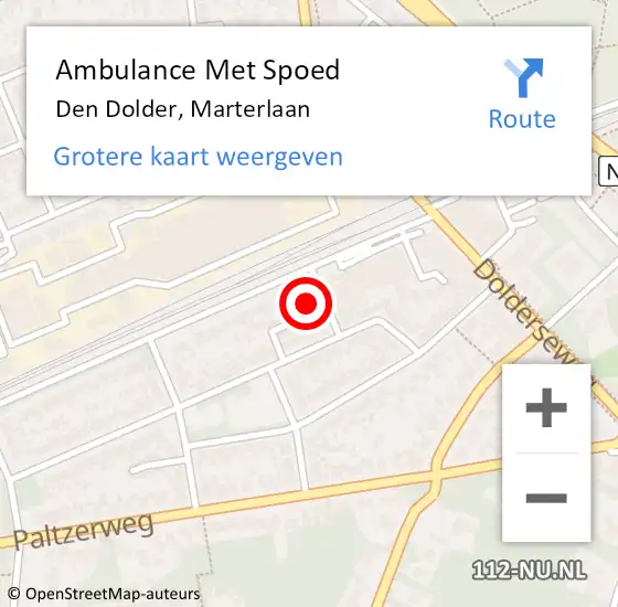 Locatie op kaart van de 112 melding: Ambulance Met Spoed Naar Den Dolder, Marterlaan op 7 mei 2017 18:13