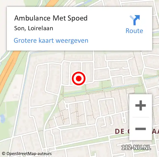 Locatie op kaart van de 112 melding: Ambulance Met Spoed Naar Son, Loirelaan op 7 mei 2017 18:20