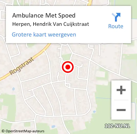 Locatie op kaart van de 112 melding: Ambulance Met Spoed Naar Herpen, Hendrik Van Cuijkstraat op 19 januari 2014 18:34