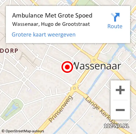 Locatie op kaart van de 112 melding: Ambulance Met Grote Spoed Naar Wassenaar, Hugo de Grootstraat op 7 mei 2017 20:10