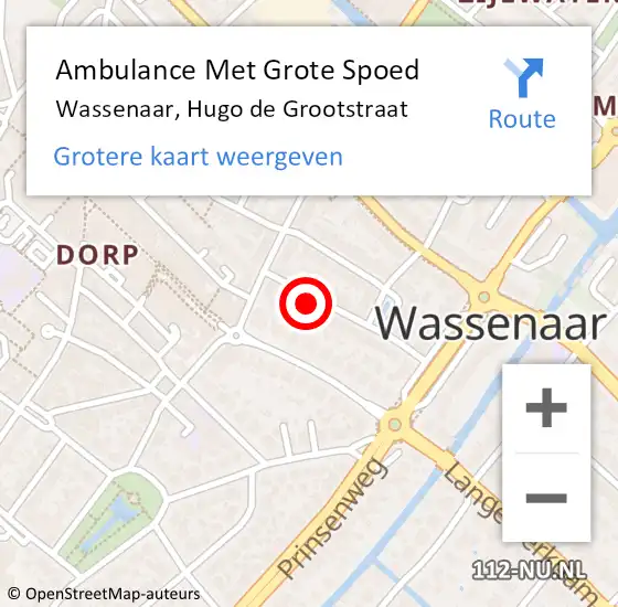 Locatie op kaart van de 112 melding: Ambulance Met Grote Spoed Naar Wassenaar, Hugo de Grootstraat op 7 mei 2017 20:12