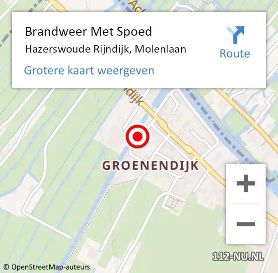 Locatie op kaart van de 112 melding: Brandweer Met Spoed Naar Hazerswoude Rijndijk, Molenlaan op 7 mei 2017 20:23