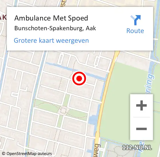 Locatie op kaart van de 112 melding: Ambulance Met Spoed Naar Bunschoten-Spakenburg, Aak op 7 mei 2017 20:31
