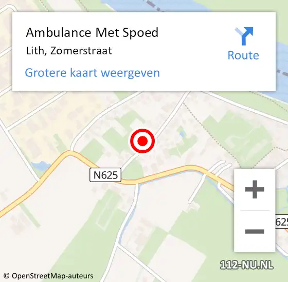 Locatie op kaart van de 112 melding: Ambulance Met Spoed Naar Lith, Zomerstraat op 7 mei 2017 21:04