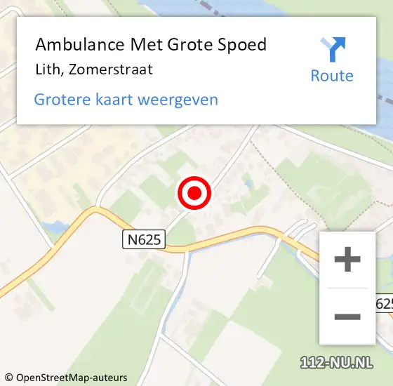 Locatie op kaart van de 112 melding: Ambulance Met Grote Spoed Naar Lith, Zomerstraat op 7 mei 2017 21:07