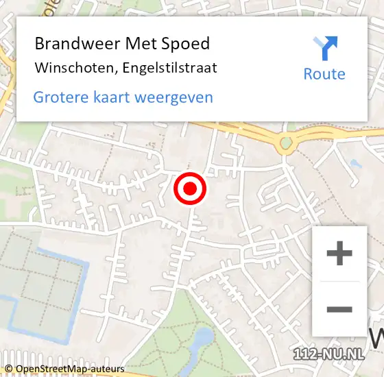 Locatie op kaart van de 112 melding: Brandweer Met Spoed Naar Winschoten, Engelstilstraat op 7 mei 2017 21:19