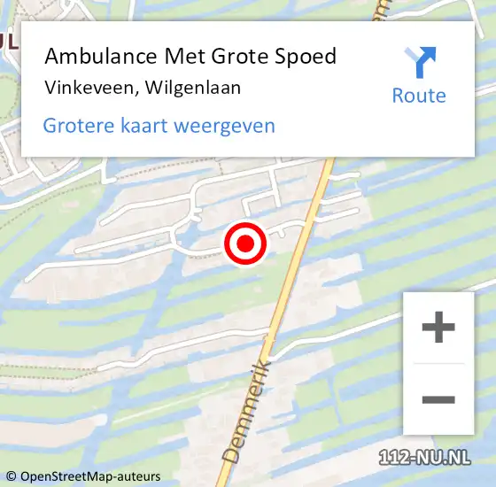 Locatie op kaart van de 112 melding: Ambulance Met Grote Spoed Naar Vinkeveen, Wilgenlaan op 7 mei 2017 21:42