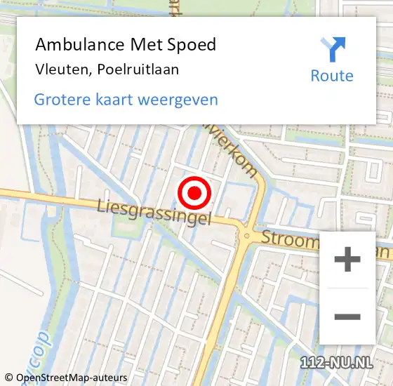 Locatie op kaart van de 112 melding: Ambulance Met Spoed Naar Vleuten, Poelruitlaan op 7 mei 2017 21:44