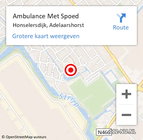 Locatie op kaart van de 112 melding: Ambulance Met Spoed Naar Honselersdijk, Adelaarshorst op 7 mei 2017 21:44
