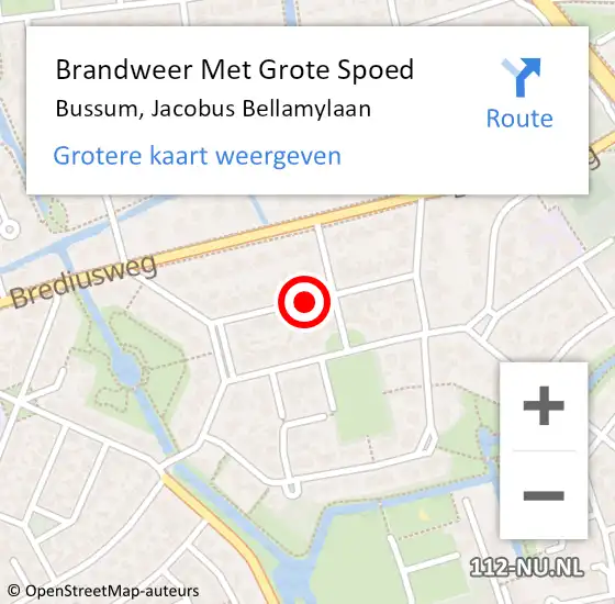 Locatie op kaart van de 112 melding: Brandweer Met Grote Spoed Naar Bussum, Jacobus Bellamylaan op 19 januari 2014 18:50